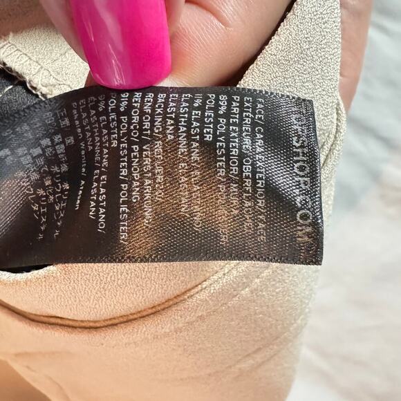 Topshop Women's sz 2 Tan Beige Crop Tank Sleeveless Button Detail Zip Back - Picture 8 of 10